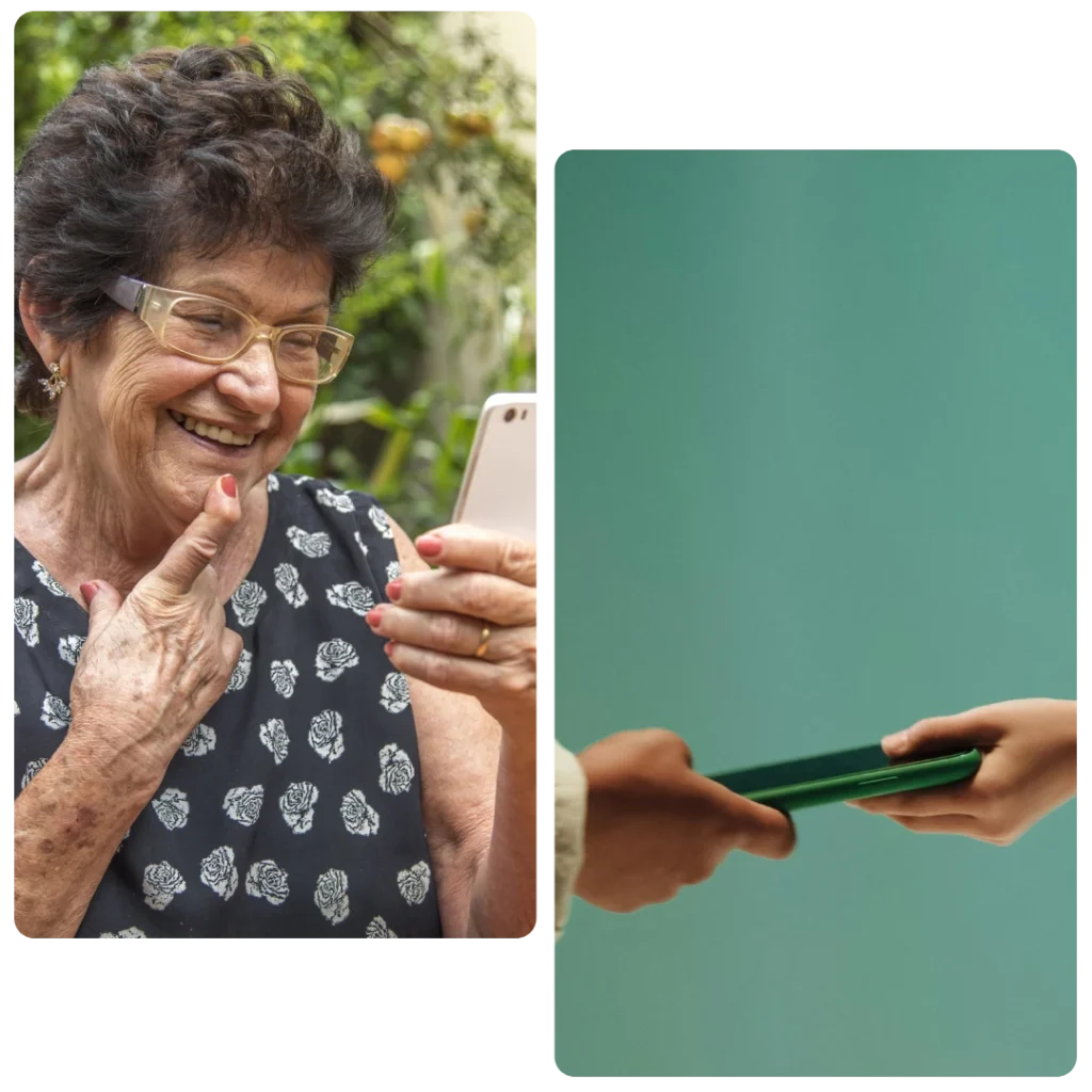 Old woman calling for support